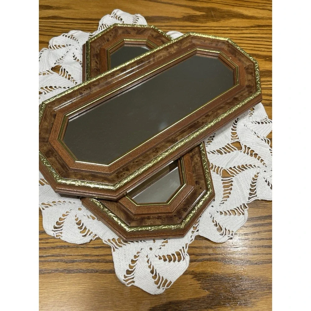 VTG Home Interiors Wood Wall Mirror Gold Trim 18